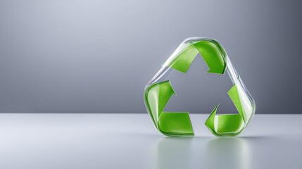 A glowing green recycling symbol