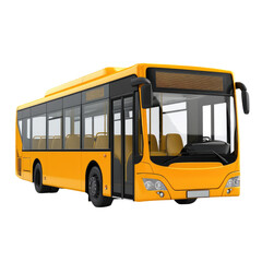 Bright yellow city bus with modern design on transparent background, cutout PNG