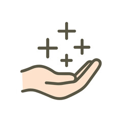 A hopeful hand offering possibilities. Icon symbol illustration