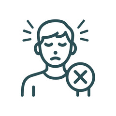 An unhappy person with a cancellation. Icon symbol illustration