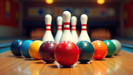 bowling ball and pins