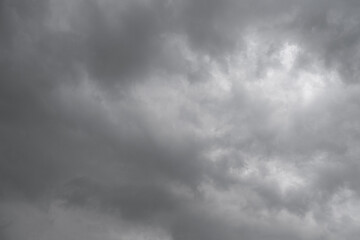 Rain cloud in the sky. Background of dark clouds before thunder storm and rain. Abstract dramatic clouds sky.