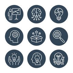 Creative thinking and problemsolving icons. Icon symbol illustration
