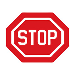 Red Stop Sign Icon. Octagonal Traffic Sign with White STOP Text, Road Safety Symbol, Transportation Warning, Isolated Vector Illustration