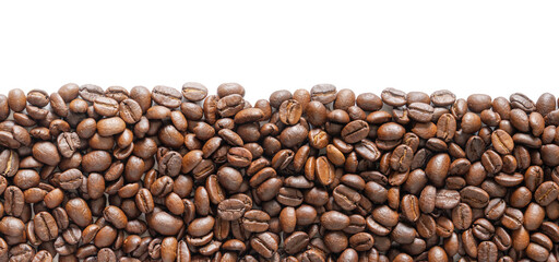Coffee beans background. Top view coffee beans with copy space area for your text. Close up image.