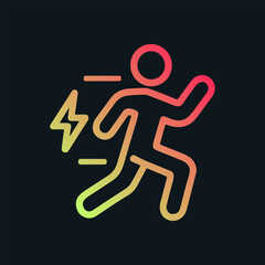 Electrified runner bursting with speed. Icon symbol illustration