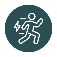 Fototapeta premium Energetic figure sprints with lightning speed. Icon symbol illustration