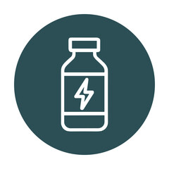 Energy potion symbol in teal circle. Icon symbol illustration