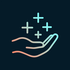 Obraz premium Giving hand offers radiant blessings above. Icon symbol illustration