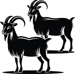 Fototapeta premium Collection of silhouettes of animals goat 
