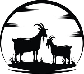 Collection of silhouettes of animals goat	