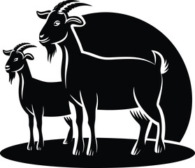 Collection of silhouettes of animals goat