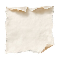 Obraz premium Vertical ripped paper piece with curled torn edges and subtle texture, blank sheet element for digital collage, scrapbook, or design background, isolated on transparent background.
