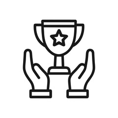 Hands presenting a staremblazoned trophy. Icon symbol illustration