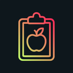Healthy eating plan on a clipboard. Icon symbol illustration