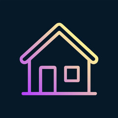 Home icon with a purpleyellow gradient outline. Icon symbol illustration