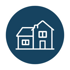 House Icon on Round Blue Background. Icon symbol illustration