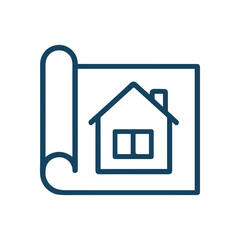 House plan blueprint with two windows. Icon symbol illustration