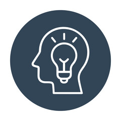 Lightbulb illuminating creative thinking in mind. Icon symbol illustration