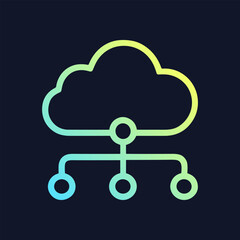 Networked Cloud Connecting Nodes with Glowing Lines. Icon symbol illustration