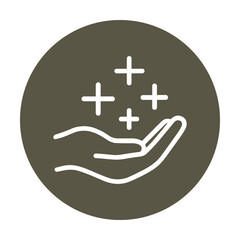 Obraz premium Open hand offering gleaming symbols of purity. Icon symbol illustration
