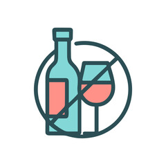 Prohibition Symbol Wine and Bottle Not Allowed. Icon symbol illustration