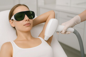 Laser hair removal session in a professional clinic setting for smooth skin care