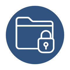Secure data in blue enclosure. Icon symbol illustration