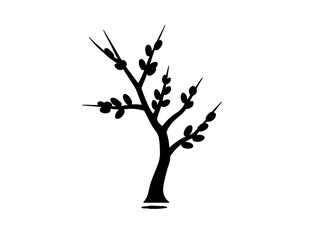 Winter tree icon bare branches black fill vector image in silhouette.