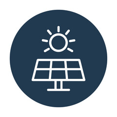Solar panel under radiant sun icon. Icon symbol illustration