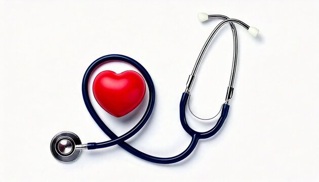 Heart and stethoscope represent dedication on international nurse day, isolated on white, .jpg - Powered by Adobe