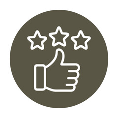 Thumbs up with three stars approval. Icon symbol illustration