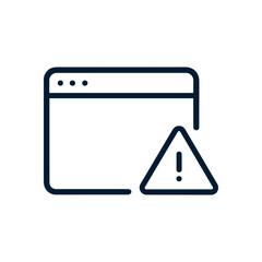Warning sign on a browser page. Icon symbol illustration