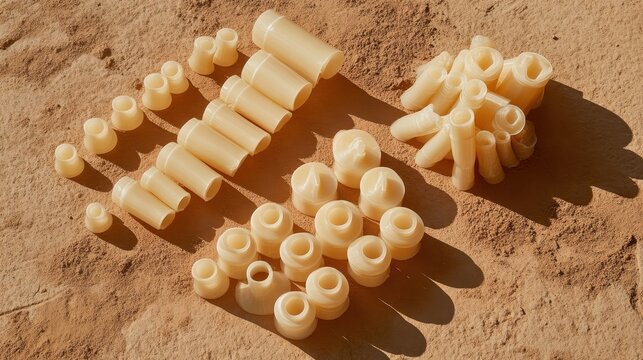 Various Shapes and Sizes of Plastic Tubes on Earthy Background