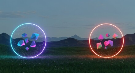 Abstract circular lights soft glow ethereal background