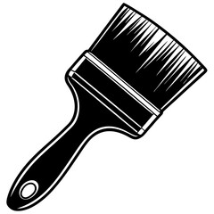 Paint brush tool isolated on white background in black and white