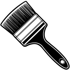 Paint brush tool isolated on white background in black and white