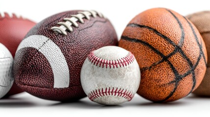 Close-up Arrangement Featuring Various Sporting Balls on a Clean Backdrop