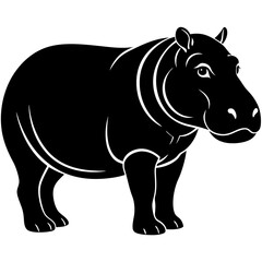 Fototapeta premium Hippopotamus isolated on white background in a simple design