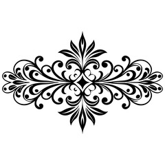 Floral decorative ornament isolated on white background