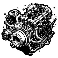 Car engine isolated on white background