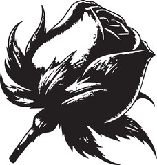 Rosebud flower, collage element with vintage stipple photocopy effect, with retro grainy texture. Vector illustration for grunge psychedelic surreal poster or tattoo in 90s aesthetic