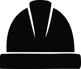 Simple Black and White Silhouette of a Hard Hat Construction Helmet for Safety and Protection Purposes on Job Sites