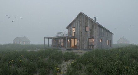 Fototapeta premium Foggy field house