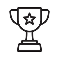 Trophy cup with star icon, winner cup line icon, victory cup icon.