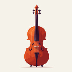 Fototapeta premium Vibrant, stylized image of a cello, presented in a cartoonish, flat design. The instrument is depicted from a frontal perspective.