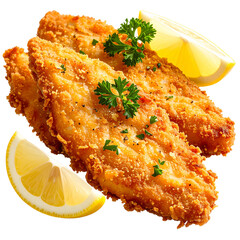 Fried Catfish Fillet with Lemon and Parsley – Transparent