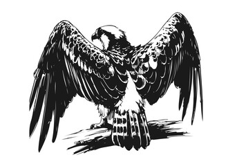 Osprey Bird hand drawn sketch vector illustration