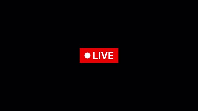 Live Button animation on transparent background for streaming, Broadcasting live button animation with alpha channel