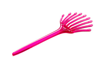 A Pink Plastic Hair Pick Afro Style Isolated